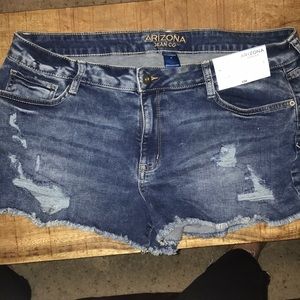 Arizona jean shorts, tags on